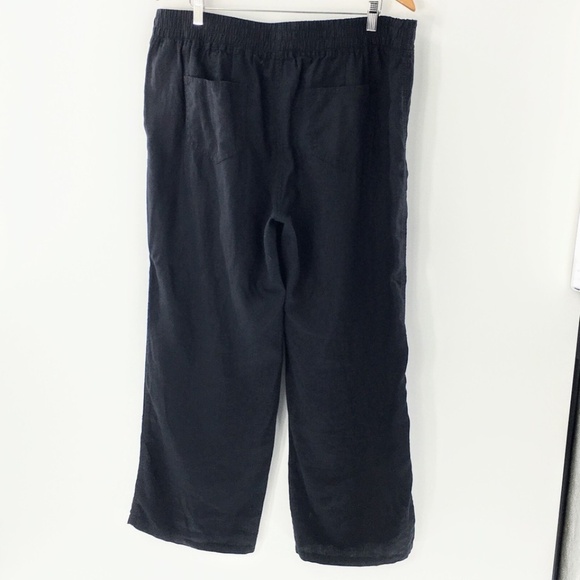 Marks & Spencer Women Linen Wide Leg Pant Black Drawstring Pockets Uk 18 US 14 - Picture 5 of 8